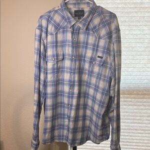 Men's Lucky Brand Blue Plaid Shirt Size XXL